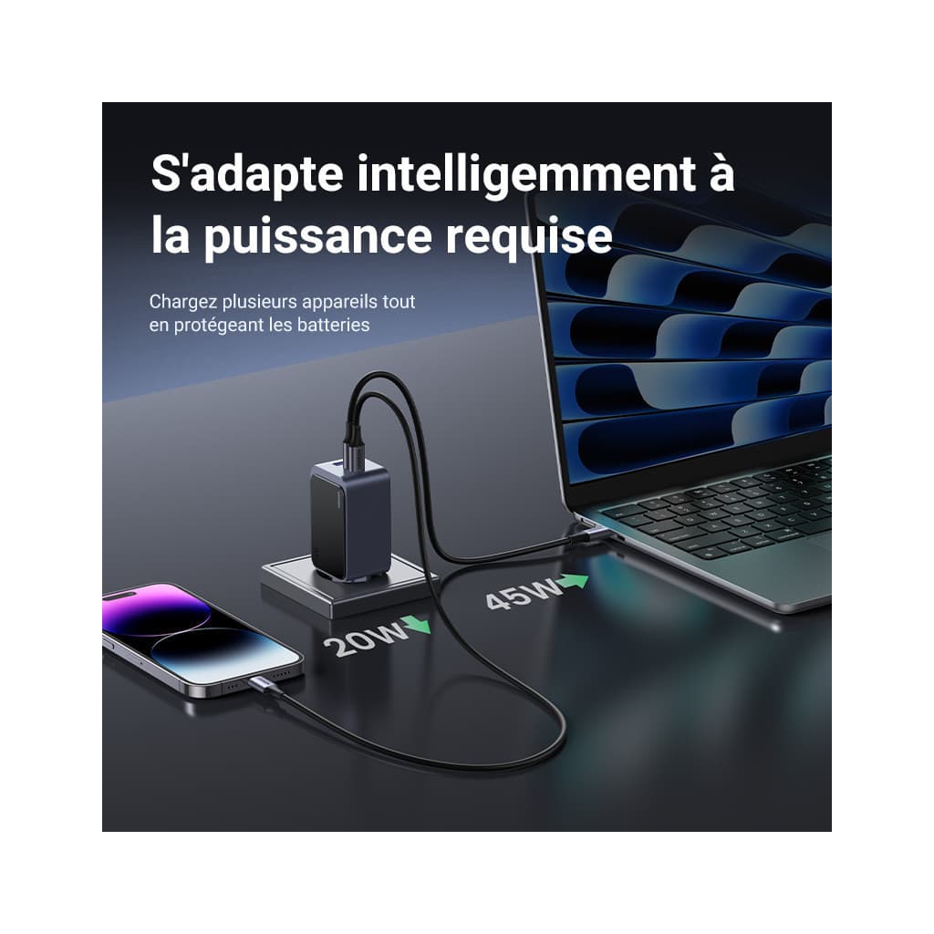 UGREEN Chargeur Rapide 65W PD 3 Ports *35042