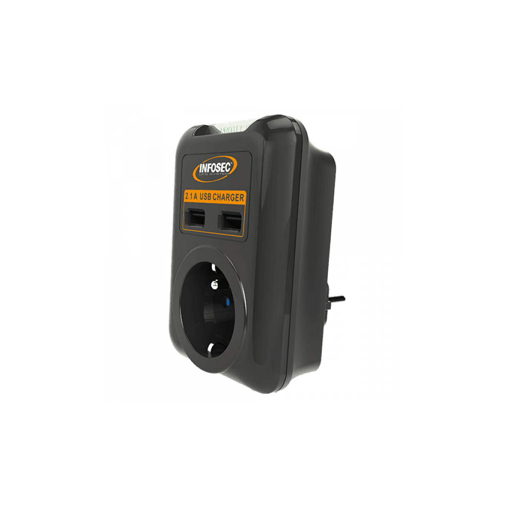 S1 USB NEO - 1 prise + 2xUSB - 61297 | Infosec