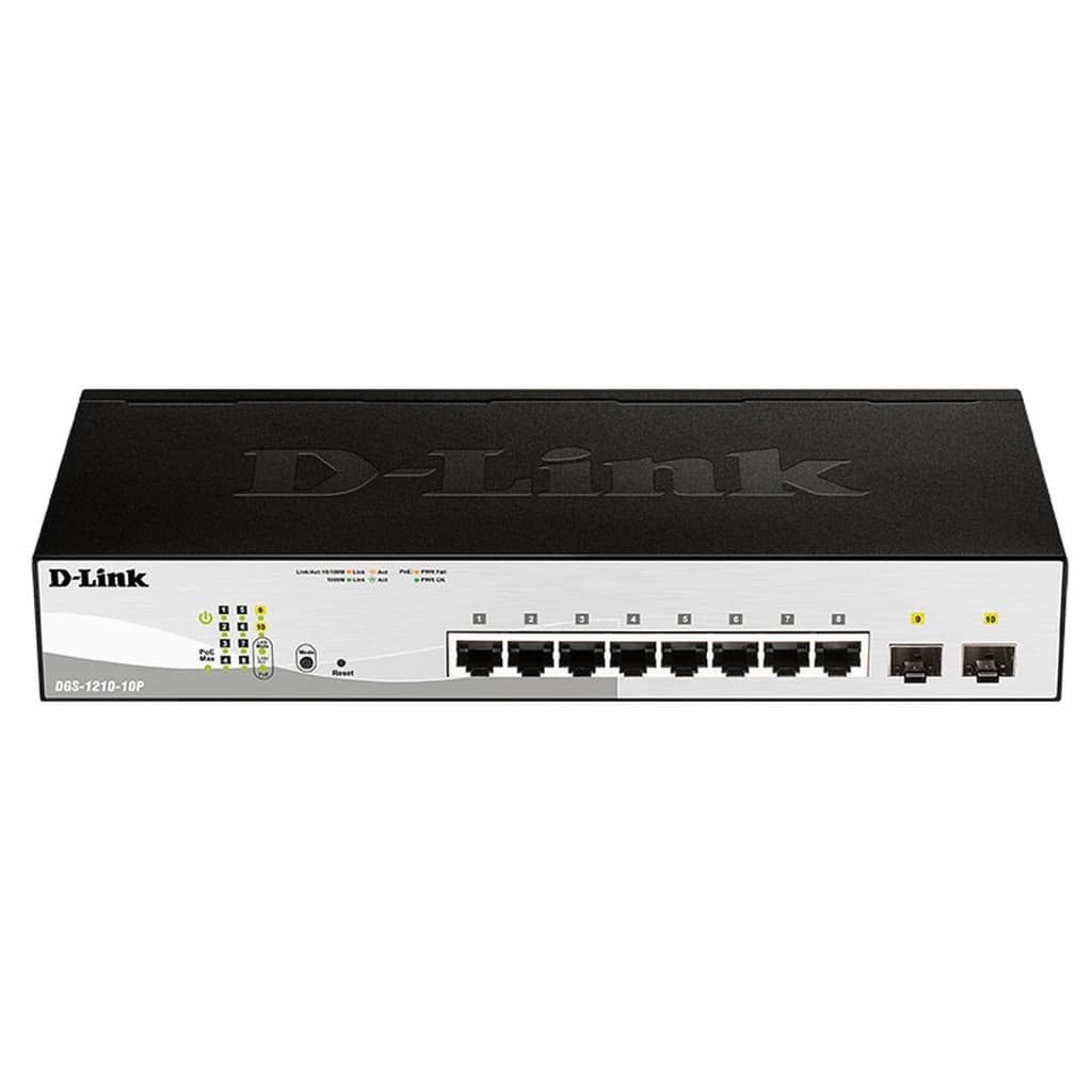 8 Ports PoE Gigabit + 2 Ports SFP - Manageable - DGS121010PE | D-Link