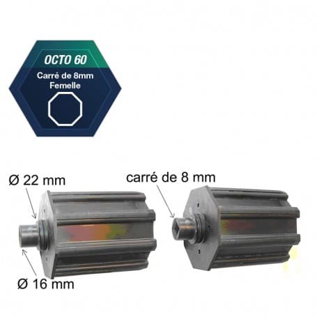 Embout octo de 60 carré de 8 mm - Bubendorff