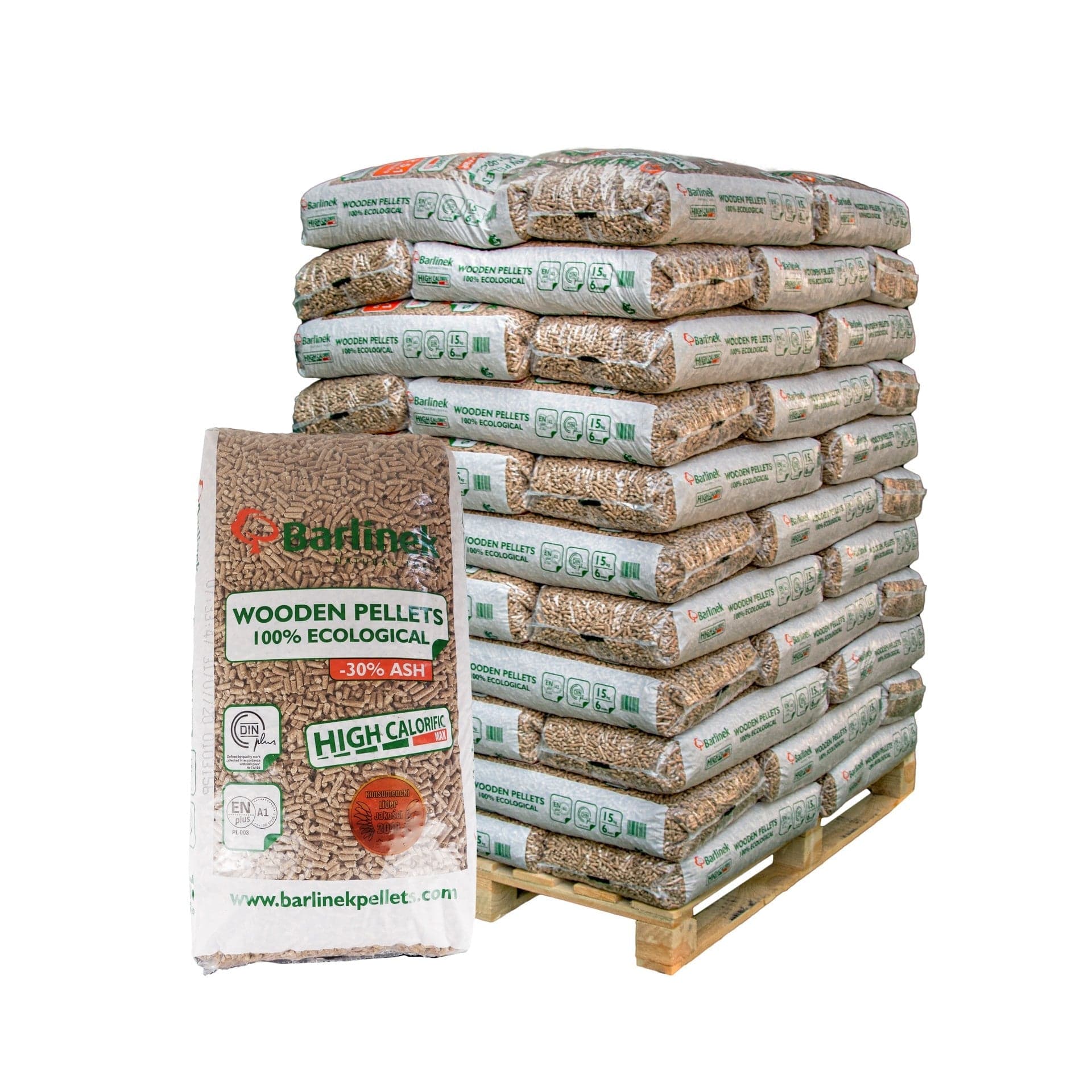 Holzpellets ENplus A1 6 mm – 66 × 15 kg (990 kg) – Nadelholz
