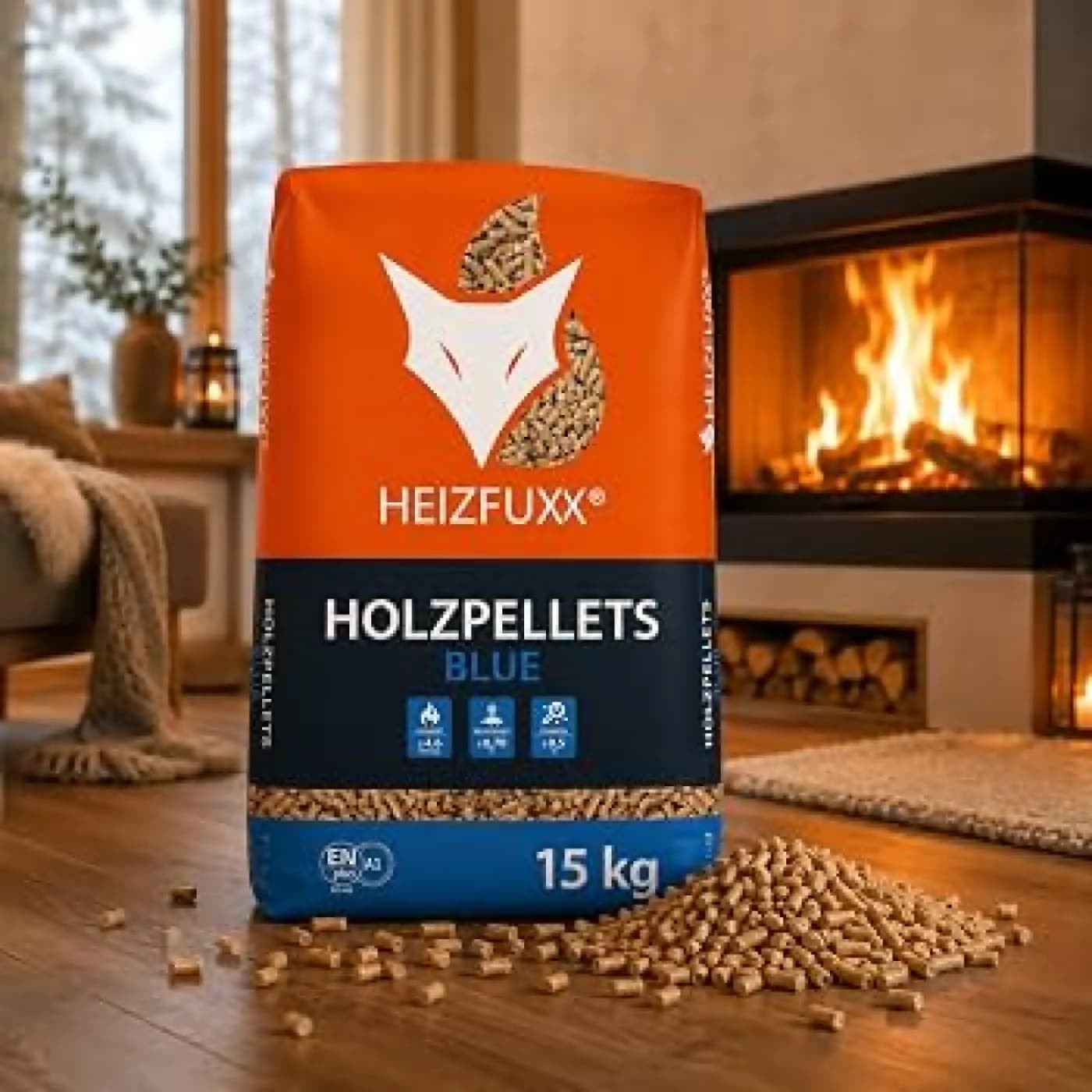 Holzpellets ENplus A1 6 mm HD 65 × 15 kg made in Germany – Sack
