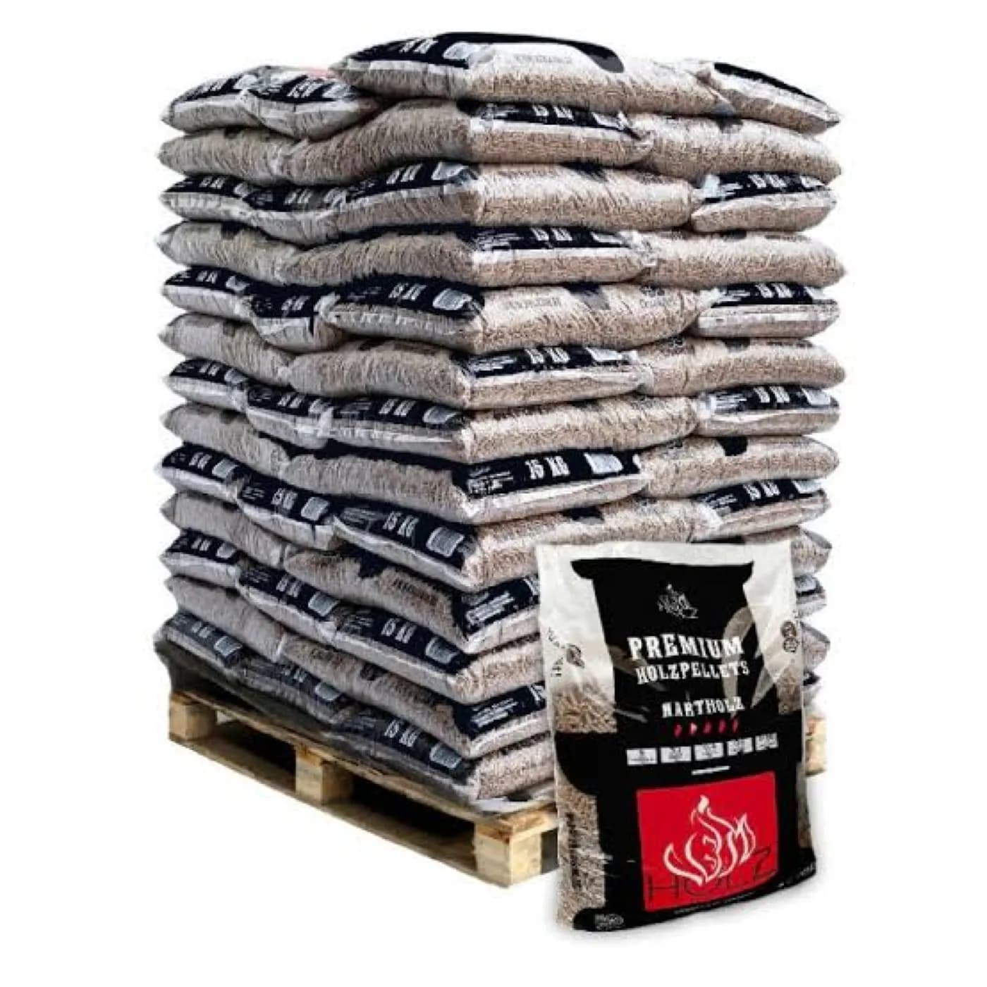 Holzpellets ENplus A1 6 mm 65 × 15 kg Hartholz – Sack