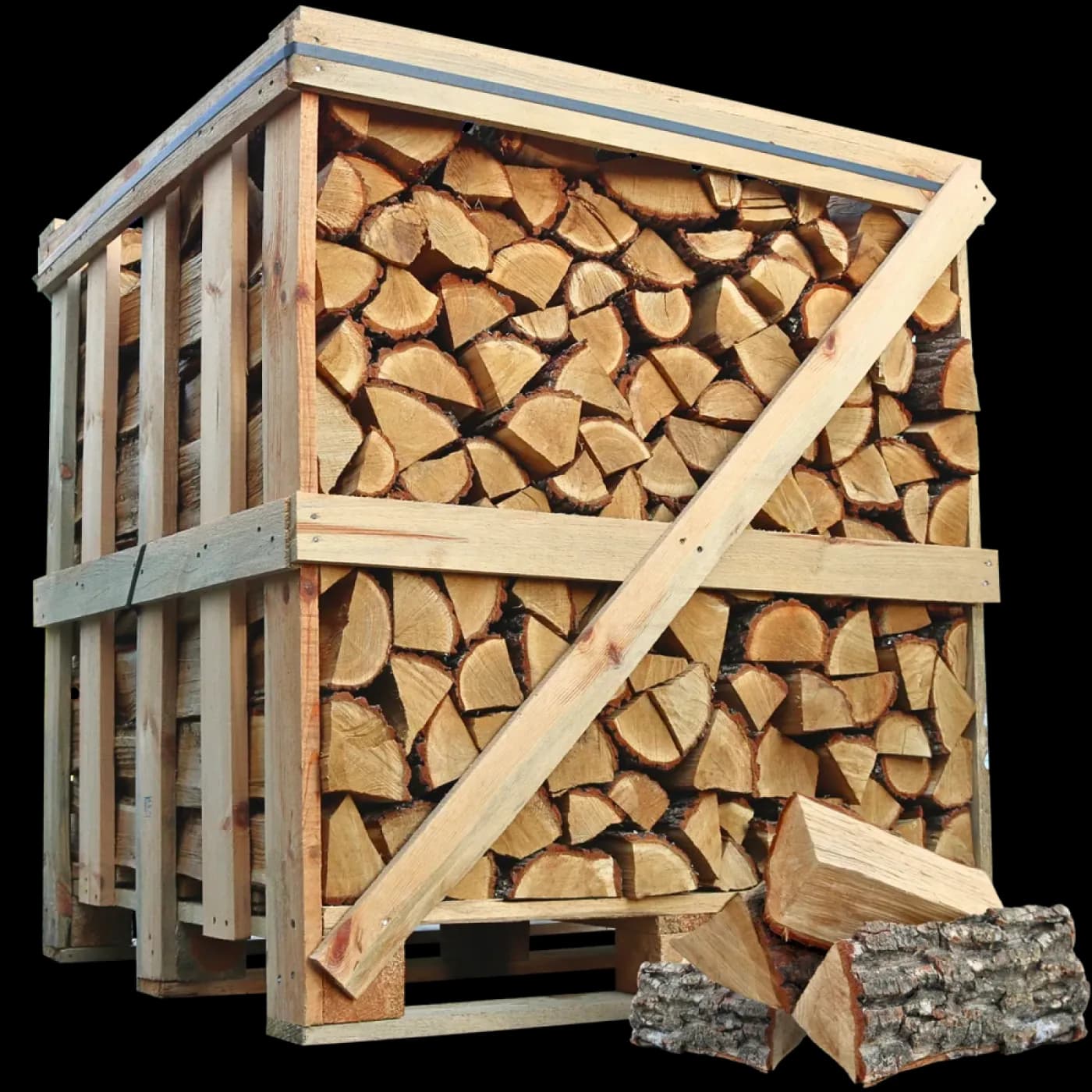 Brennholz Palette Eiche 25 cm kammergetrocknet 1 RM – 25 cm – Kammergetrocknet (< 15 %) – Palette