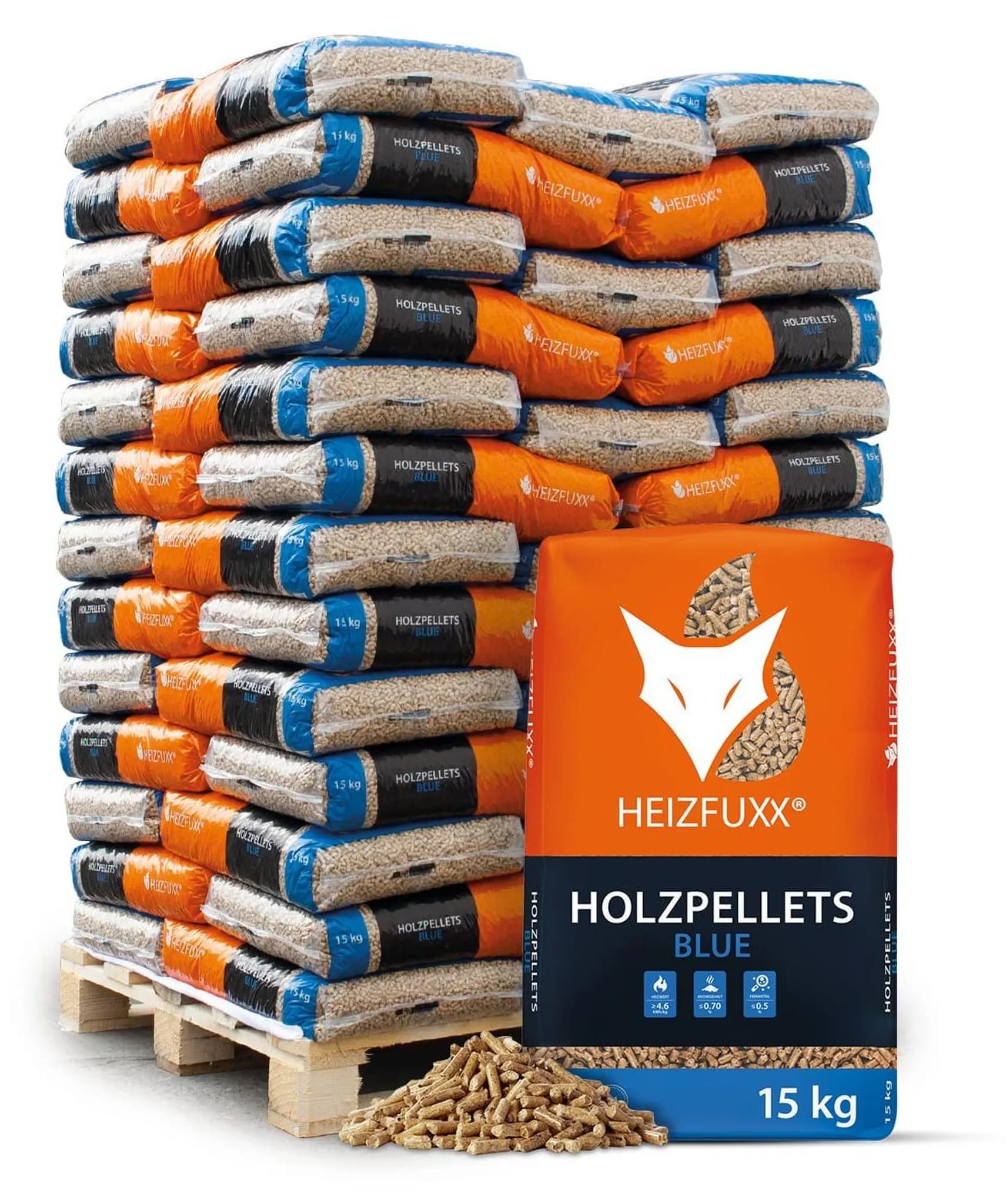 HEIZFUXX Holzpellets Blue 975 kg (65 x 15 kg)))