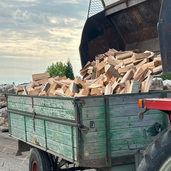 Buchenfrischholz 33 cm auf Anhänger geschnitten