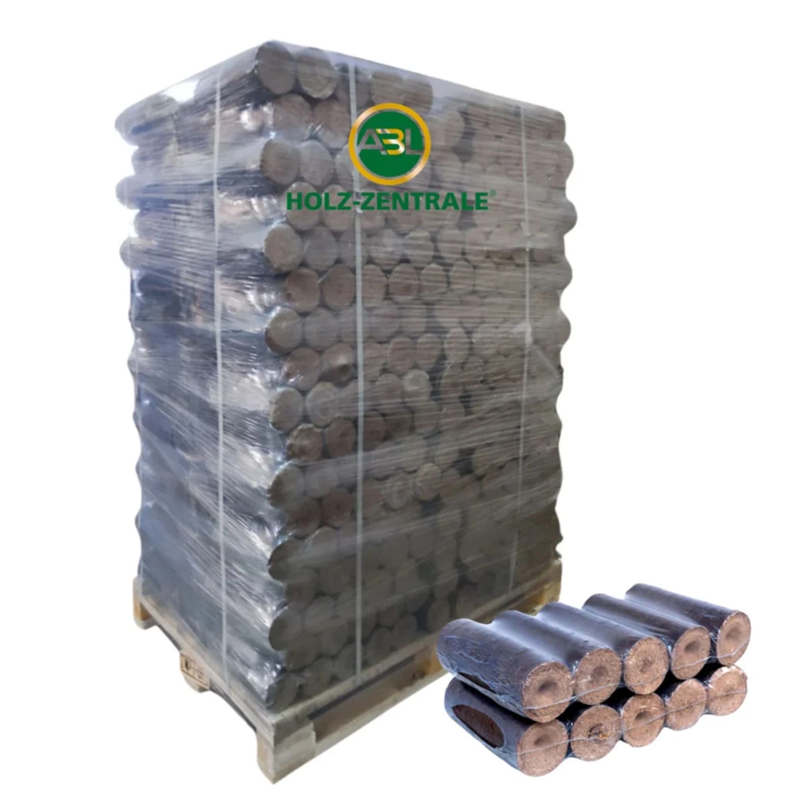 Nestro Holzbriketts 100 % Eiche 960 kg Palette – Runde Hartholzbriketts 96 x 10 kg