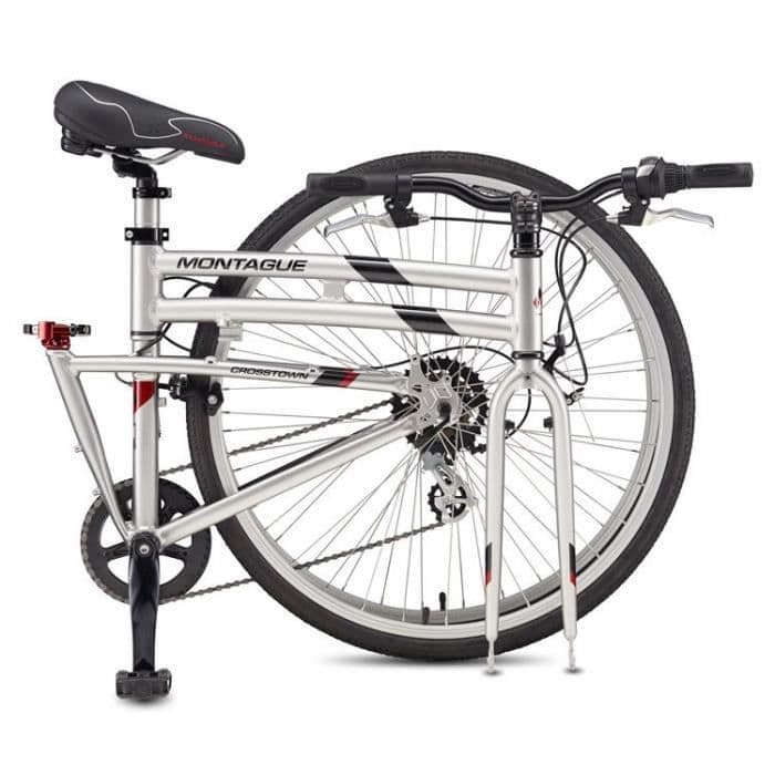 Vélo pliant – CROSSTOWN – 19″ ARGENT BRILLANT – 7 vitesses – Pneus larges – Confortable - Standard