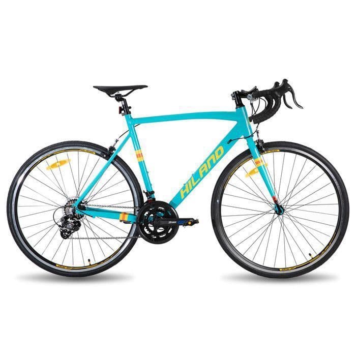 Hiland Vélo de route 28″,14 vitesses,cadre en aluminium 700c,vélo de ville,pour hommes et femmes,M,Vert - XL