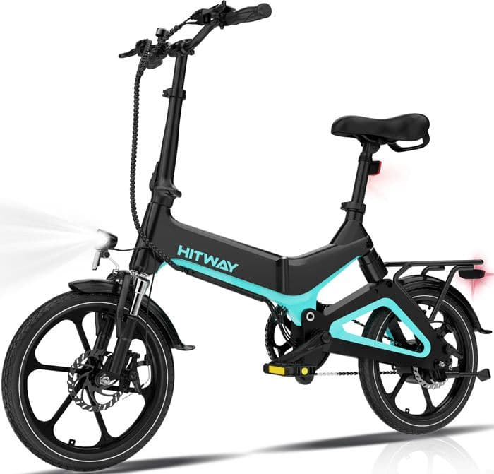 Vélo Électrique 16″ Pliable HITWAY, 250W 36V 7,8Ah VAE d’assistance, Sans accélérateu – Noir - L