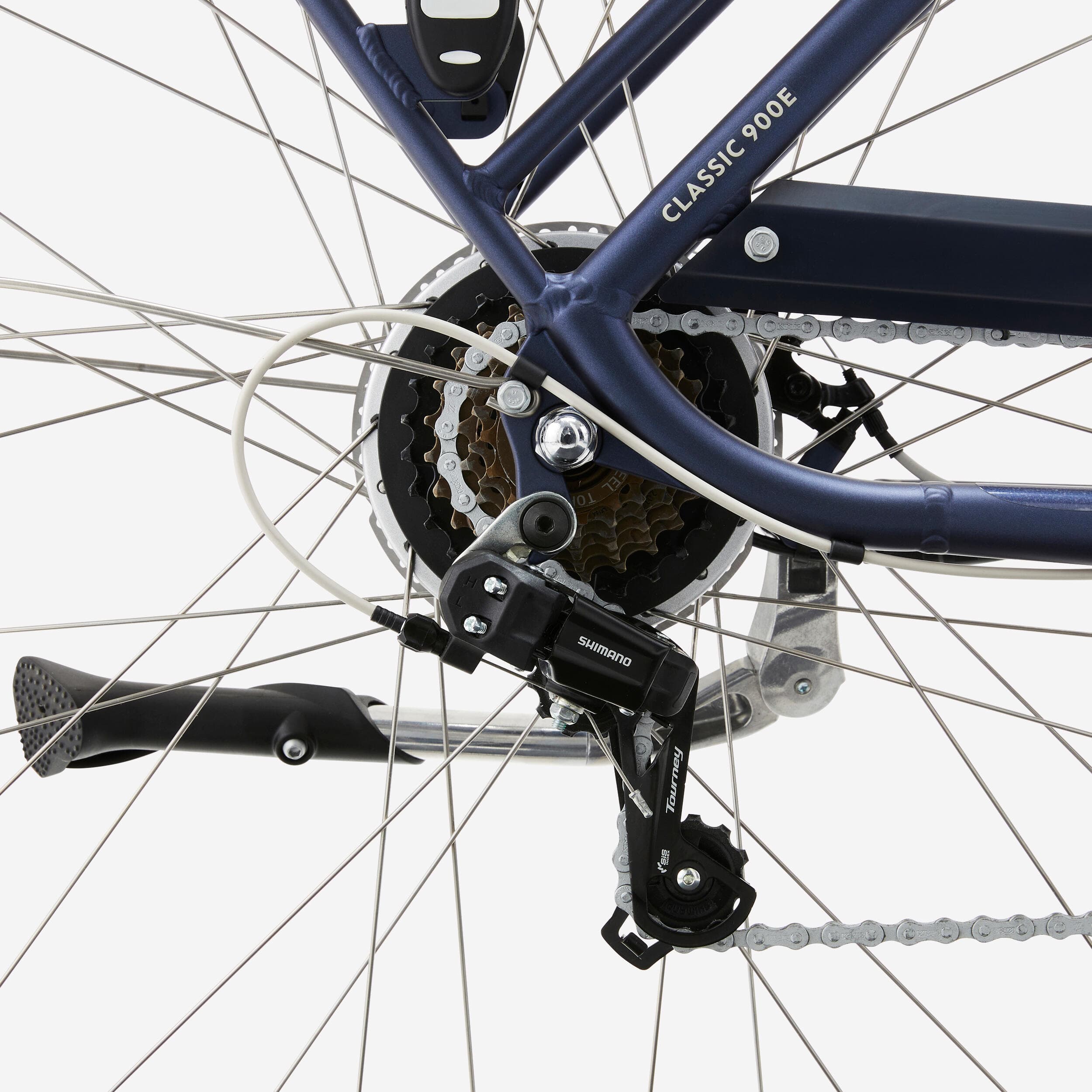 VELO DE VILLE ELECTRIQUE ELOPS 900 E CADRE BAS BLEU FONCE - M