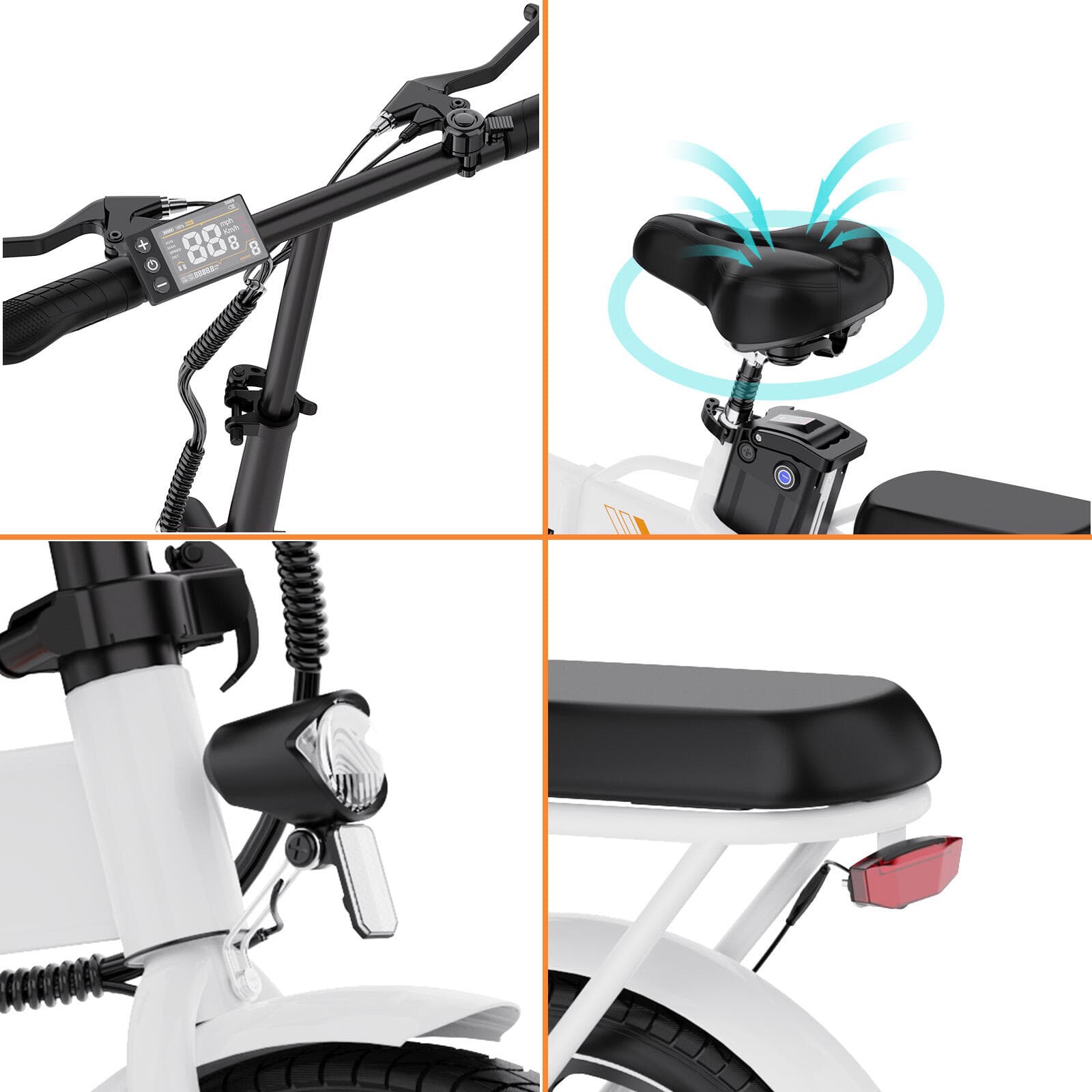 Vélo Électrique Pliable 250W Compact et Léger – EVERCROSS EK5 Blanc - L