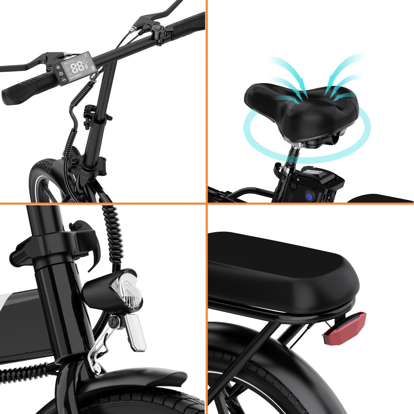 Vélo Électrique Pliable 250W Compact et Léger – EVERCROSS EK5 Noir - XL