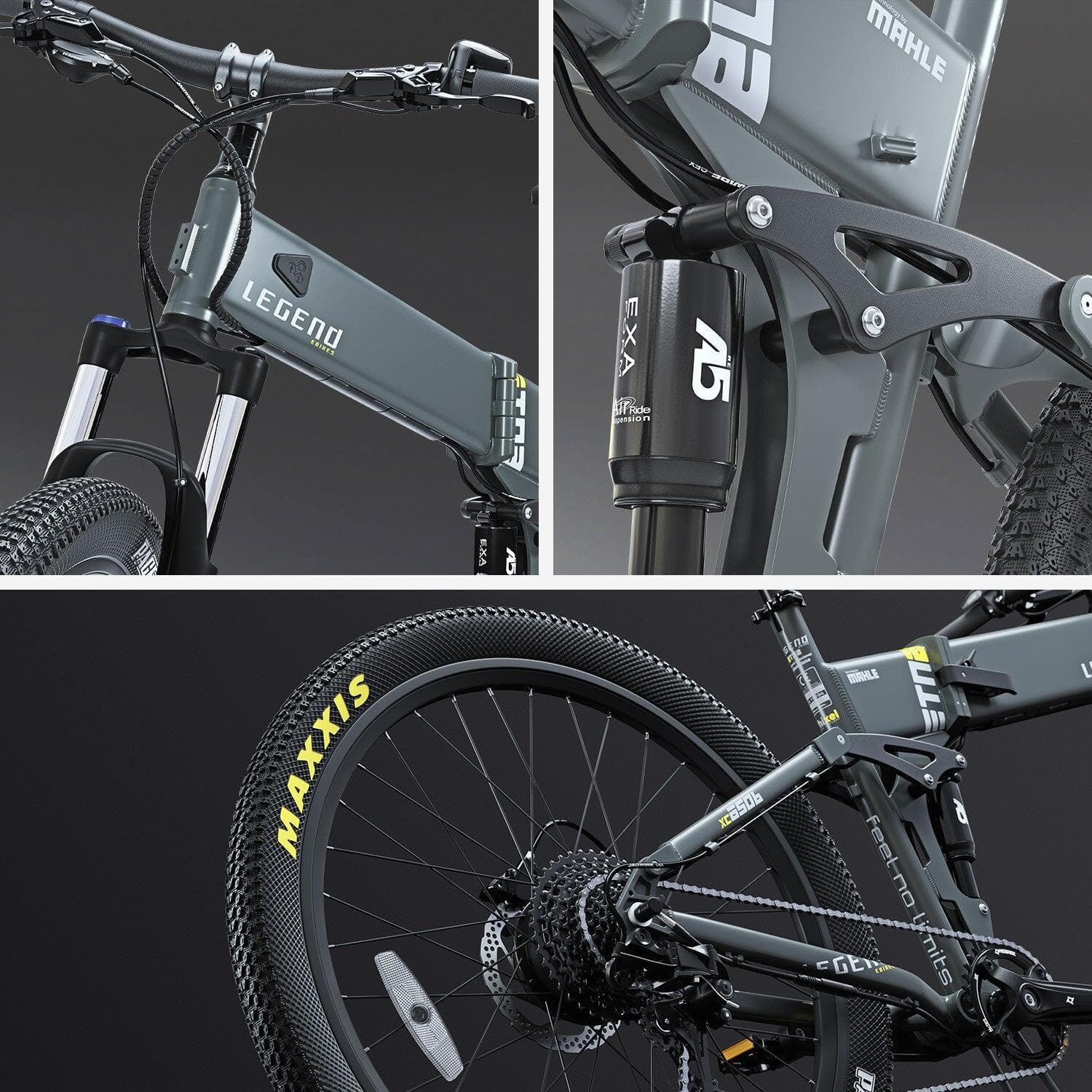 Vélo VTT Électrique Pliant 27,5″ Smartbike – Legend Etna SR 14Ah Gris - XL
