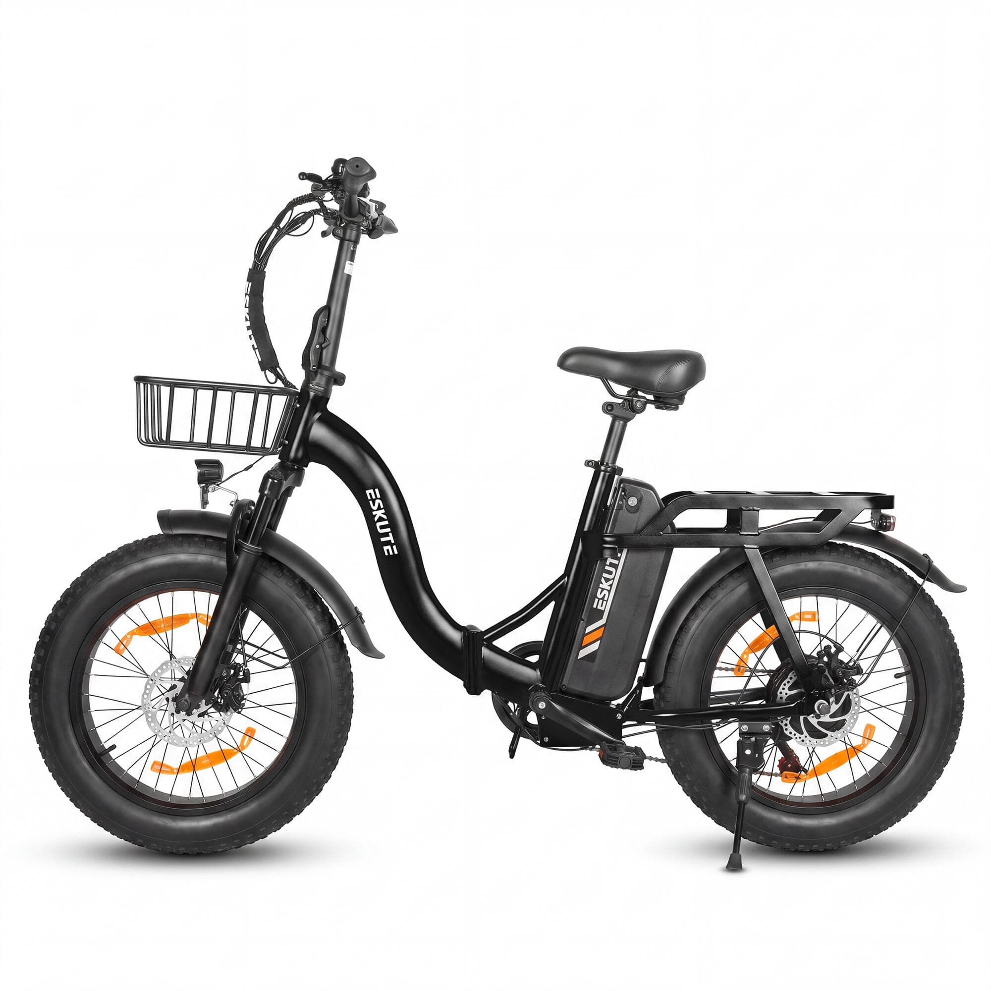 Vélo électrique pliable ESKUTE D202 avec panier avant et batterie 48 V 20,8 Ah - XL