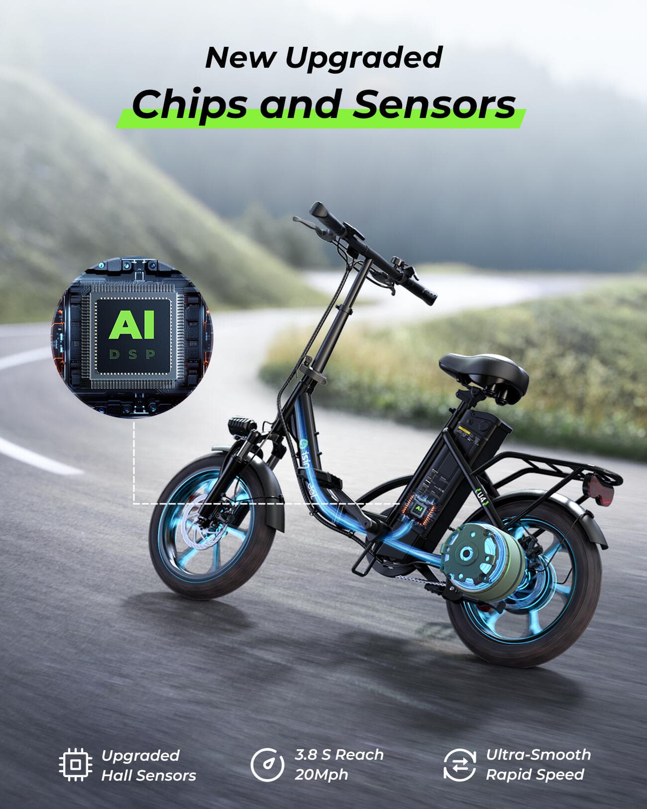 Vélo électrique Isinwheel U4 pour adultes, batterie 250 W 36 V 10,4 Ah, 16 pouce - L