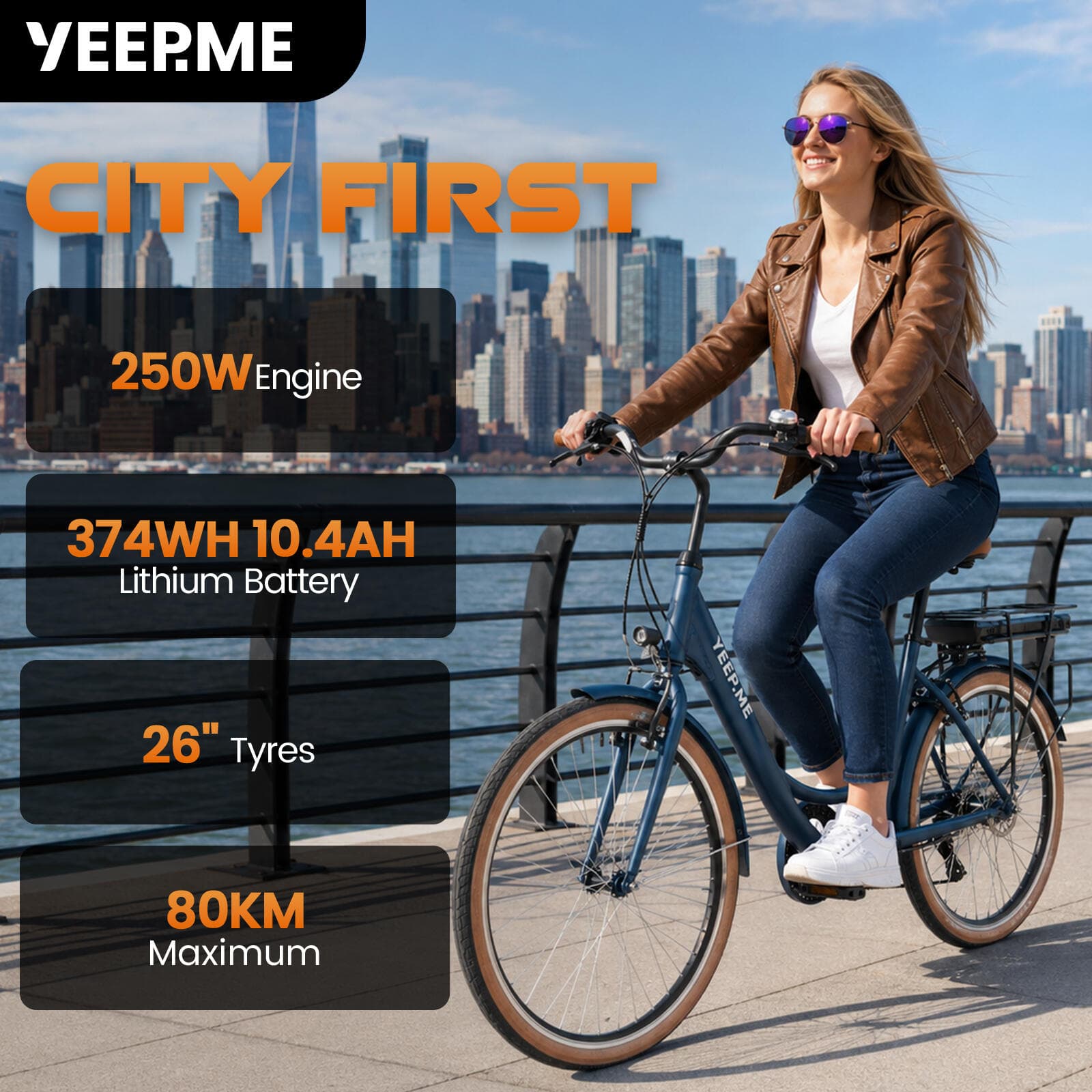 Vélo électrique YEEP.ME City First 3 (2026) 26 » 80km, 7 vit, NFC, Gar 5 ans - XL
