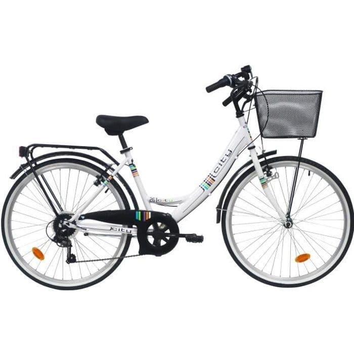 Vélo VTC City Femme – Vélo 26 » – 6 Vitesses – Shimano TY21 – Accessoires City inclus - Standard