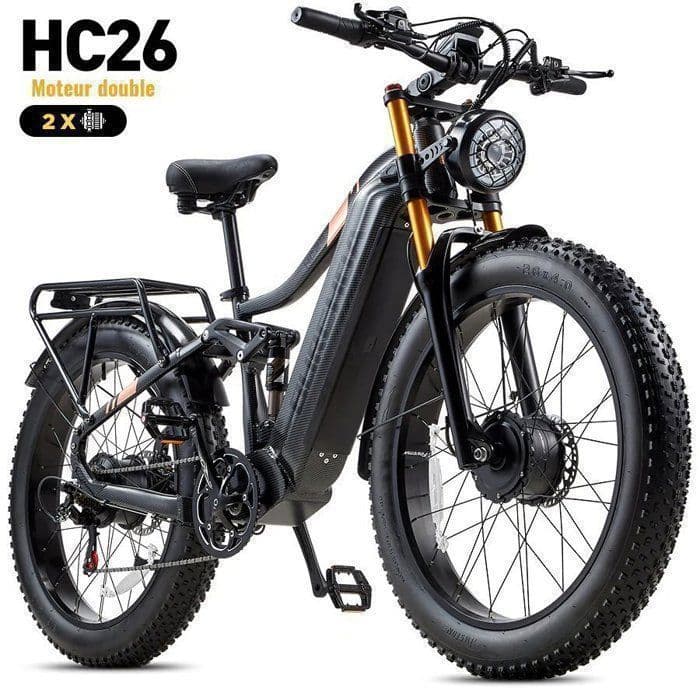 Vélo Électrique VTT 26″x4,0″ – BURCHDA HC26 E-BIKE – Moteur 2500W Batterie 48V 30AH Autonomie 150KM Hydraulique Shimano 7 vitesses - Standard