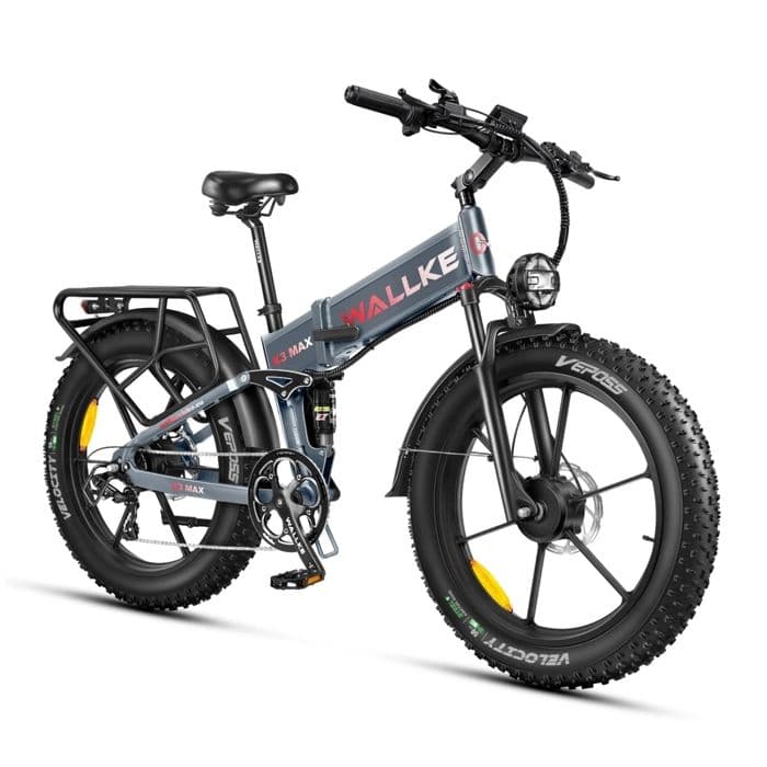 Vélo électrique pliable Wallke X3 MAX 1500W double moteur 48V 22AH batterie Samsung 26 pouces VTT Fat Bike Shimano 7 vitesses-Gris - XL