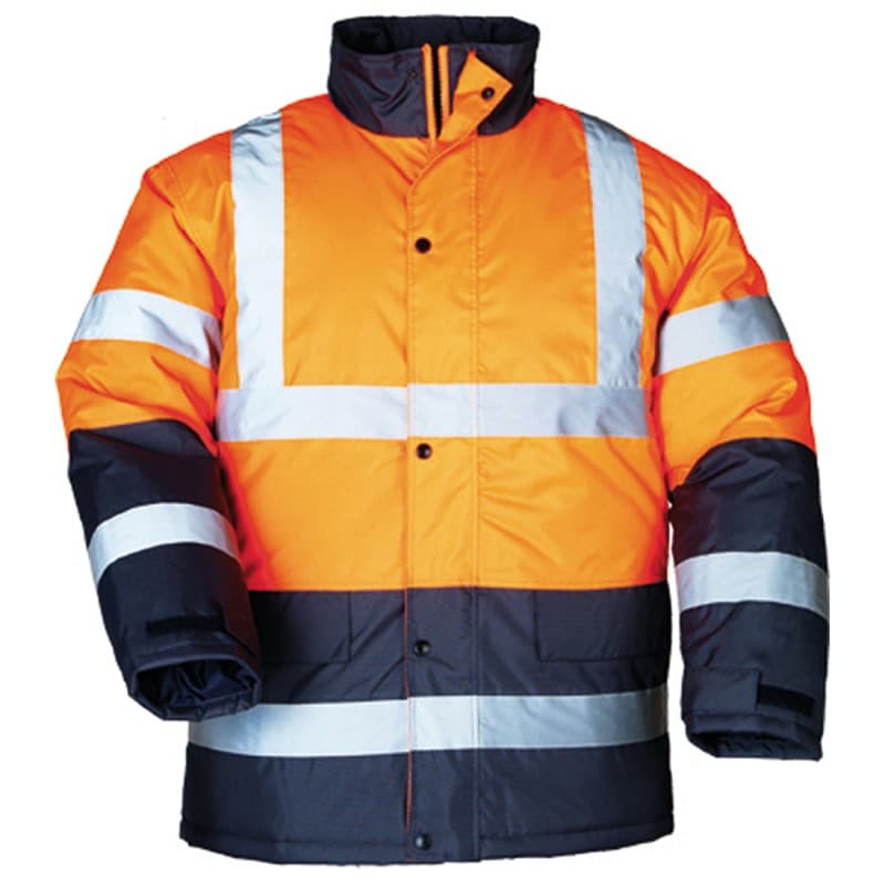 Coverguard - Parka chaude matelassée HV orange bleu marine ROADWAY - L - Orange / Bleu Marine
