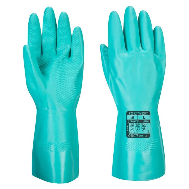 Portwest - Gants de protection chimique en nitrile Nitrofafe de 32cm (Pack de 12) - 9 - Vert