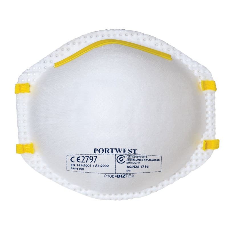 Portwest - Masques respiratoires jetables anti-poussières FFP1 (Pack de 20) - Unique - Blanc