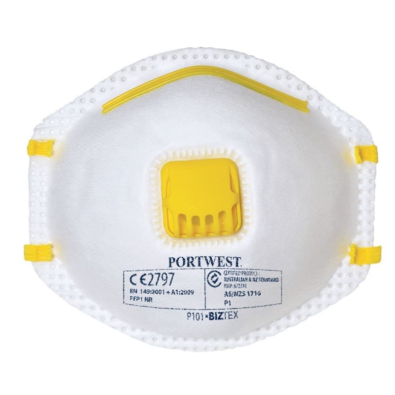 Portwest - Masques respiratoires jetables anti-poussières à valve FFP1 (Pack de 10) - Unique - Blanc