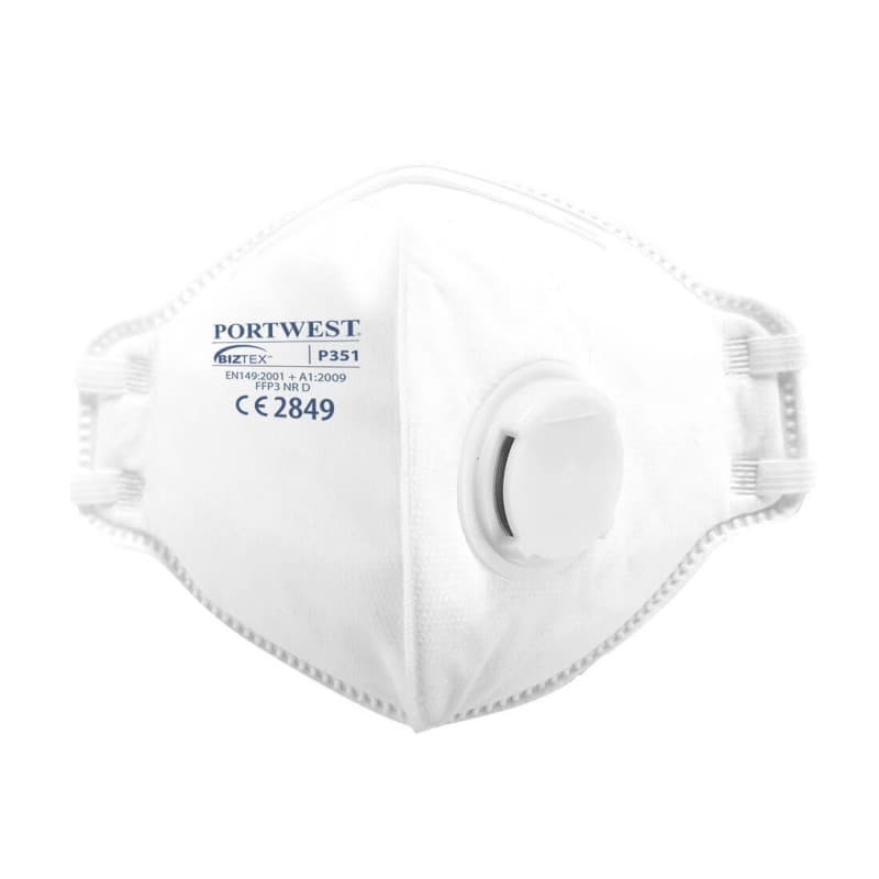 Portwest - Masques respiratoires jetables et pliables à valve Dolomite FFP3 (Pack de 20) - Unique - Blanc