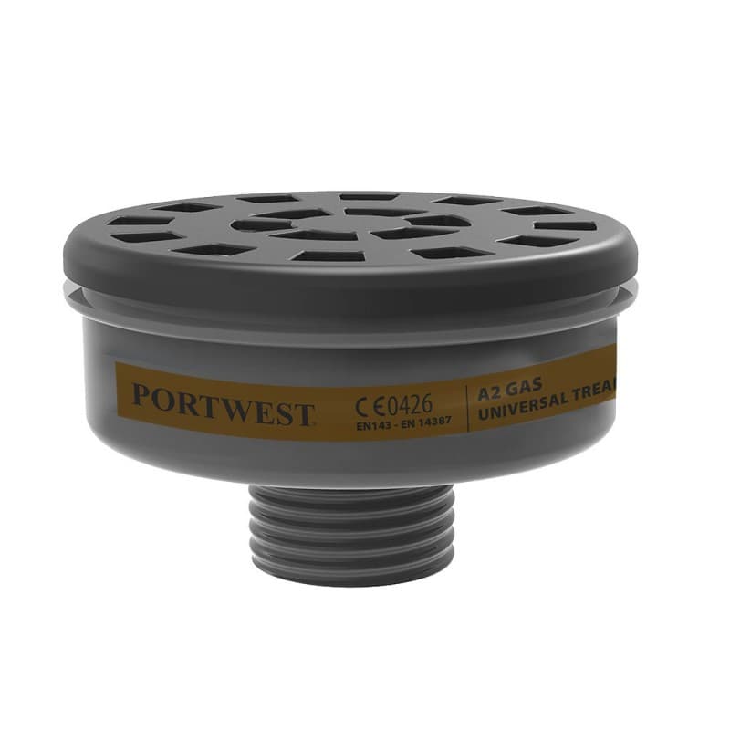 Portwest - Filtres à gaz A2 à pas de vis universel (Pack de 6) - Unique - Noir