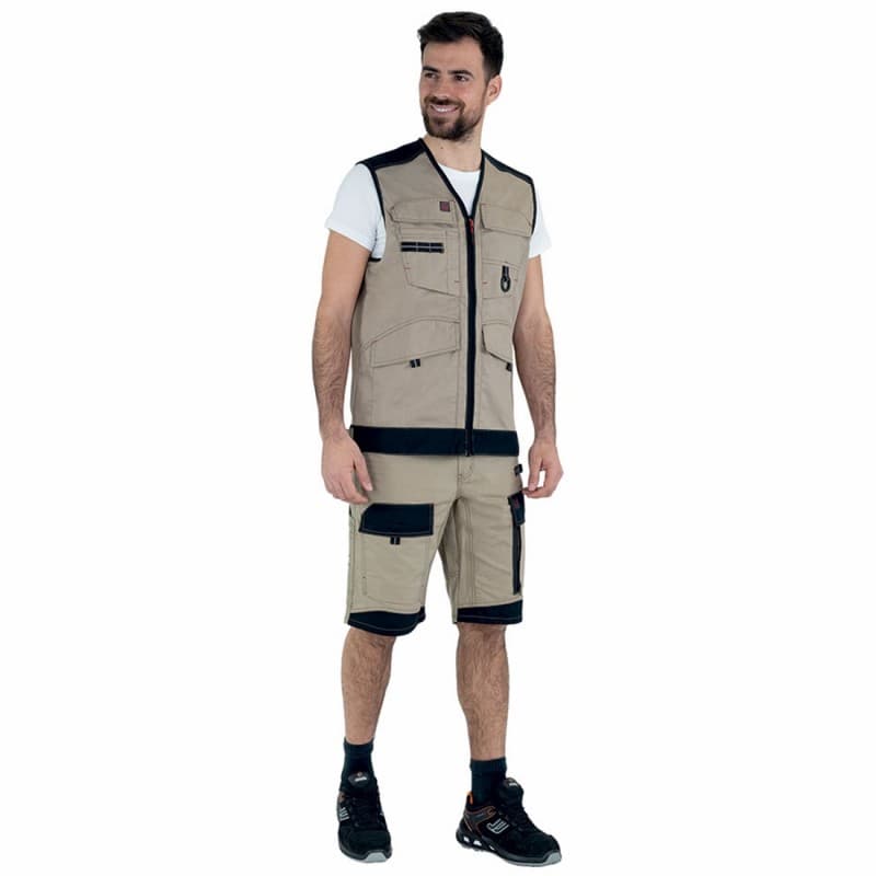 Lafont - Bermuda de travail CRUSHER - XS - Beige / Noir