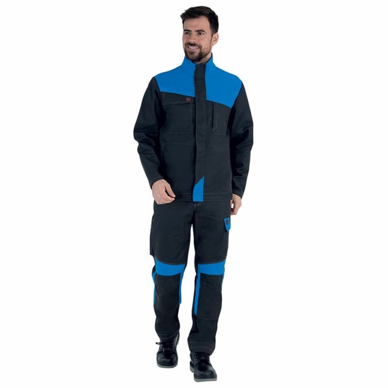 Lafont - Pantalon de travail avec poches genoux MUFFLER - XS - Gris Foncé / Bleu Azur