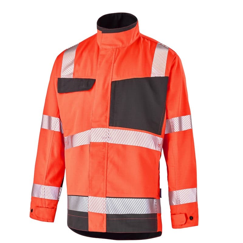 Cepovett - Blouson de travail Fluo ADVANCED haute visibilité - XS - Rouge / Gris