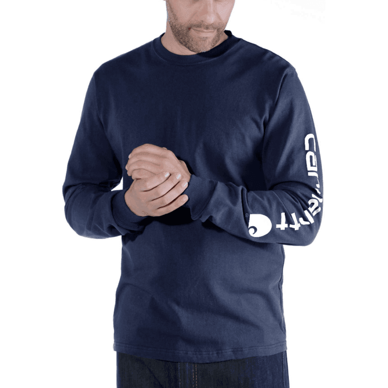 Carhartt - Tee-shirt avec Logo manches longues - S - Bleu Marine