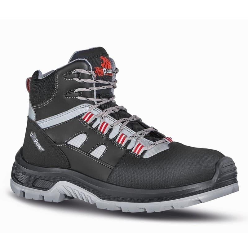 U-Power - Chaussures de sécurité hautes sans métal CROSS - Environnements humides - S3 SRC - 38 - Noir / Gris