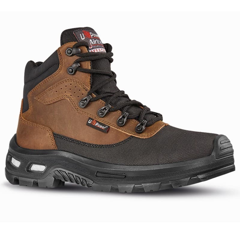 U-Power - Chaussures de sécurité hautes hydrofuges FLOYD - Environnements humides et froids - S3 SRC - 35 - Marron / Noir