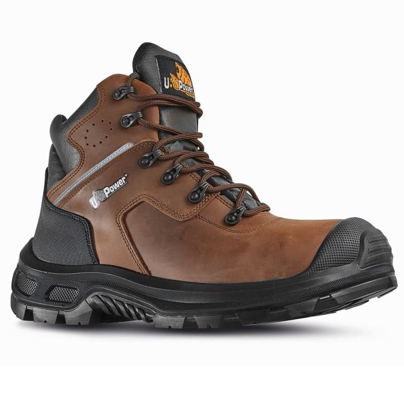 U-Power - Chaussures de sécurité hautes anti perforation HELSINKI UK - Usage général - S3 AN SRC CI ESD - 38 - Marron