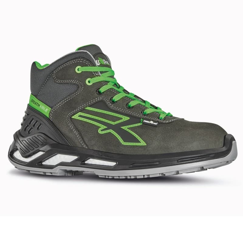 U-Power - Baskets de sécurité hautes avec renfort anti-shock DARYL - Usage général - ESD S3 CI SRC - 35 - Gris / Vert