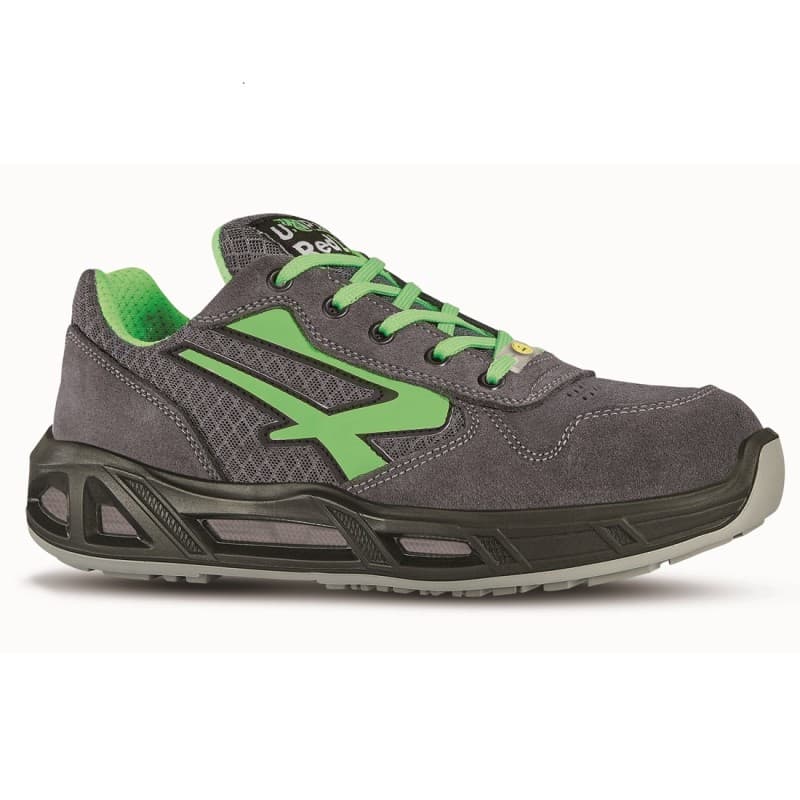 U-Power - Baskets de sécurité basses légères et confortables POINT CARPET - Environnements secs - S1P SRC ESD - 35 - Gris / Vert