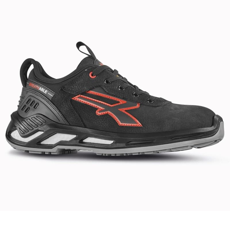 U-Power - Baskets de sécurité basses hydrofuges avec renfort anti-shock TUCKER - Environnements humides - ESD S3 CI SRC - 35 - Noir / Rouge