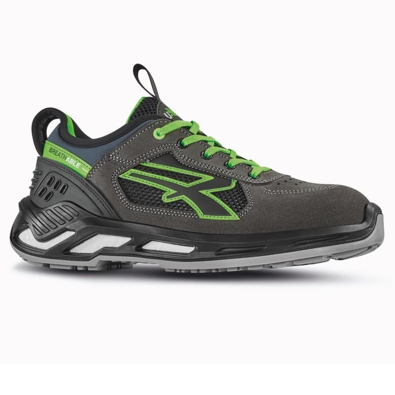 U-Power - Baskets de sécurité basses avec renfort anti-shock NEGAN - Usage général - ESD S1P SRC - 35 - Gris / Vert