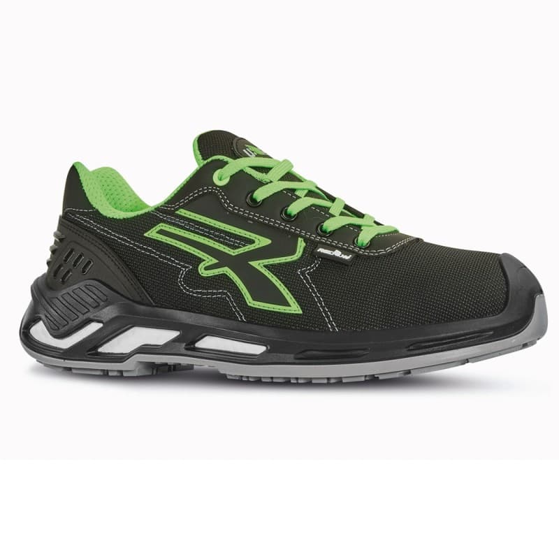U-Power - Baskets de sécurité basses anti abrasion avec renfort anti-shock MILO - Usage général - ESD S3 CI SRC - 35 - Noir / Vert