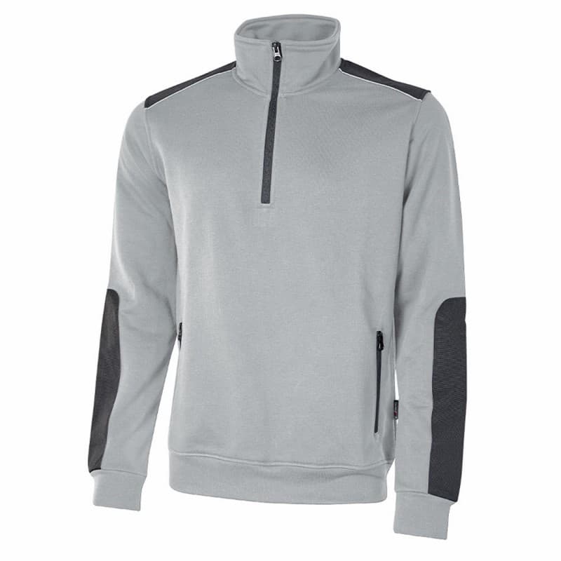 U-Power - Sweat-shirt gris clair semi zippé CUSHY - S - Gris / Vert