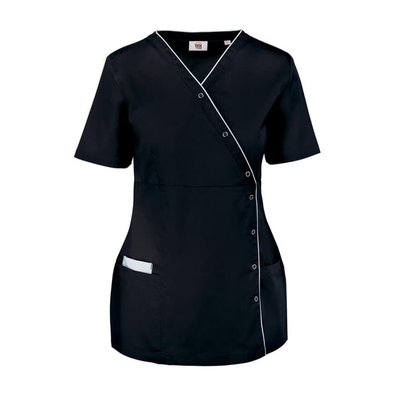 WK - Blouse médicale pour femmes en Polycoton avec boutons-pressions - XS - Noir