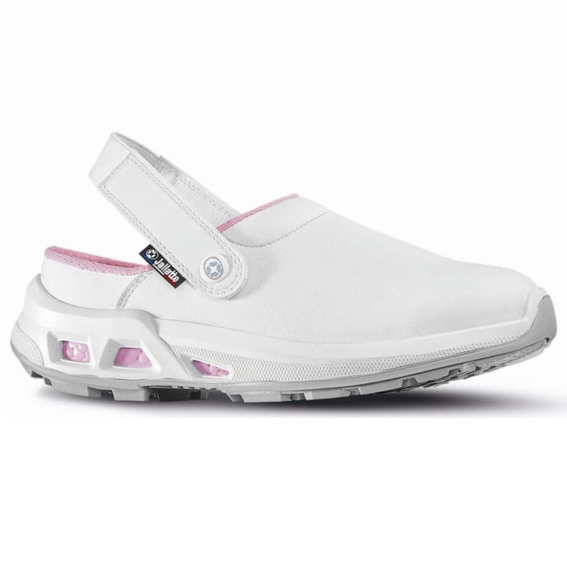 Jallatte - Sabots professionnels blanc et rose pour femmes MEREDITH ESD OB A E FO WRU SRC - 35 - Blanc / Rose