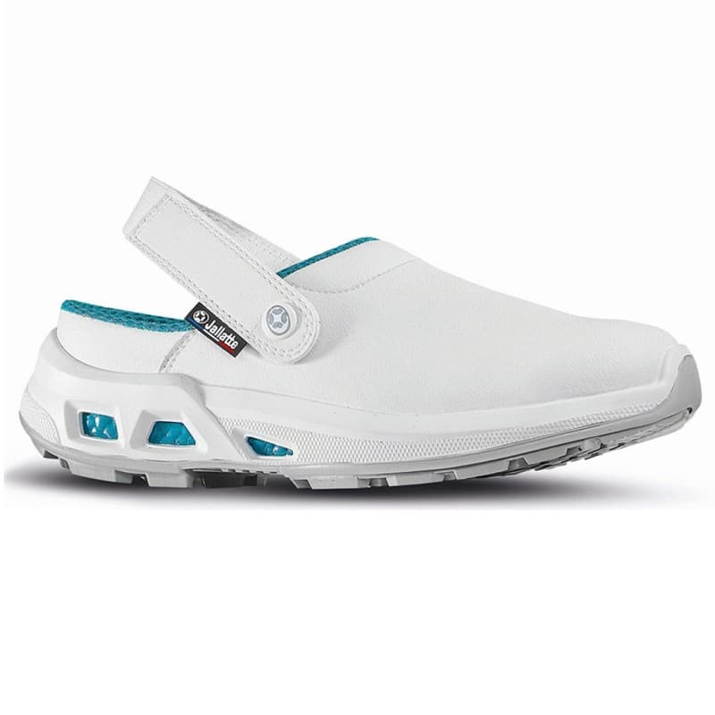 Jallatte - Sabots professionnels blanc et bleu pour femmes MIRANDA ESD OB A E FO WRU SRC - 35 - Blanc / Bleu