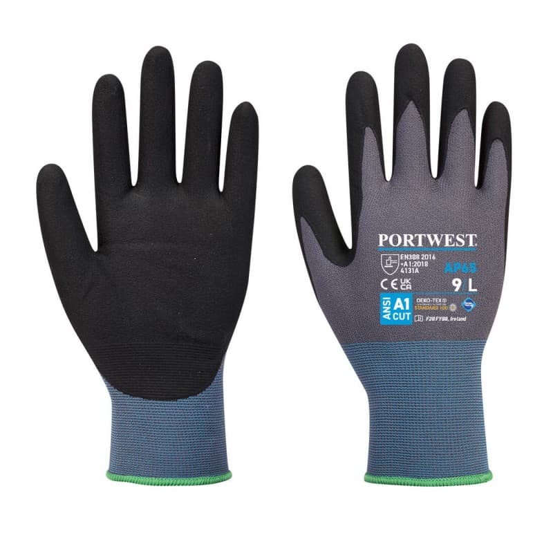 Portwest - Gants de manipulation générale NPR Pro en mousse nitrile (Pack de 12) - 9 - Noir / Gris