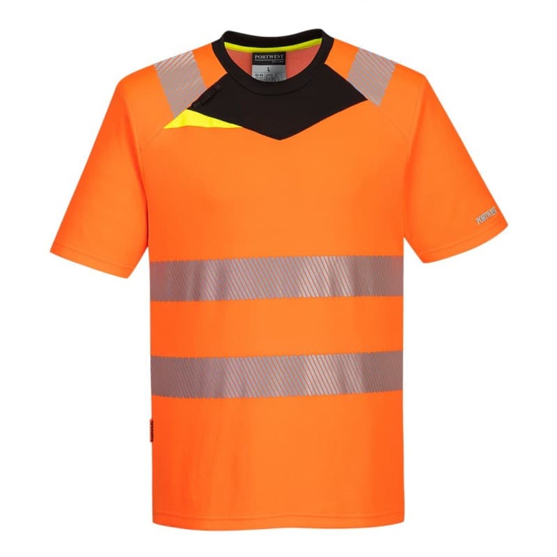 Portwest - Tee-shirt manches courtes en tissu respirant coupe slim fit DX4 haute visibilité classe 2 - 4XL - Orange / Noir