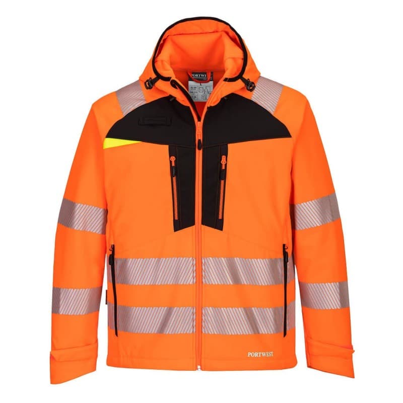 Portwest - Veste de travail stretch en tissu Ripstop respirant et imperméable avec capuche amovible DX4 haute visibilité classe - 4XL - Orange / Noir