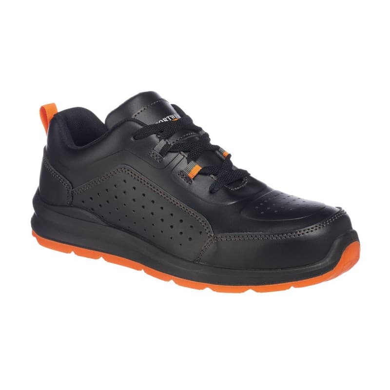 Portwest - Baskets de sécurité basses en cuir perforé respirantes embout composite S1P - 36 - Noir / Orange